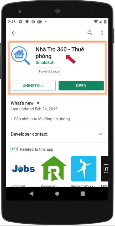 Tải ứng dụng Nhà trọ 360 từ app store.