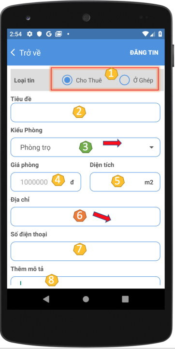 Đăng tin thuê nhà từ ứng dụng nhà trọ 360