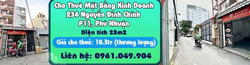 Cho Thuê Mặt Bằng Kinh Doanh Tại 234 Nguyễn Đình Chính, P11, Phú Nhuận