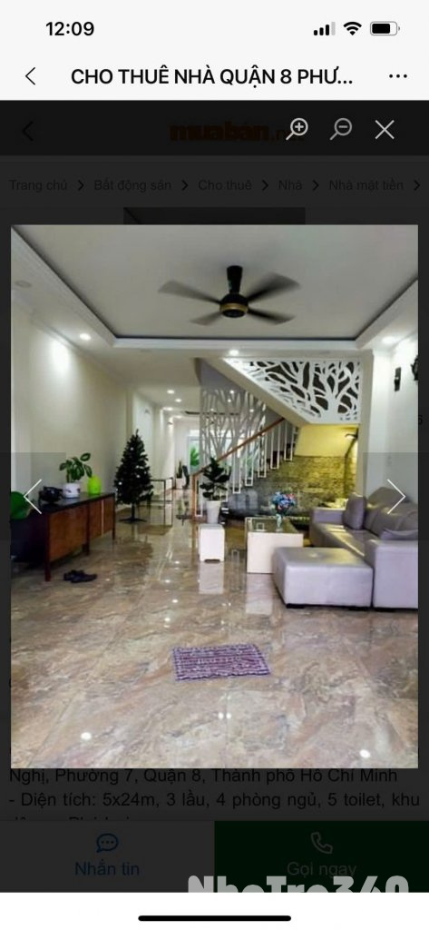 CHÍNH CHỦ CHO THUÊ NHÀ NGUYÊN CĂN QUẬN 8 – PHƯỜNG 7, TPHCM-  ĐƯỜNG 105B TRỊNH QUANG NGHỊ, KDC PHÚ LỢI