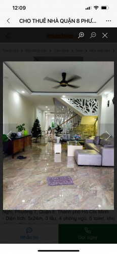 CHÍNH CHỦ CHO THUÊ NHÀ NGUYÊN CĂN QUẬN 8 – PHƯỜNG 7, TPHCM-  ĐƯỜNG 105B TRỊNH QUANG NGHỊ, KDC PHÚ LỢI