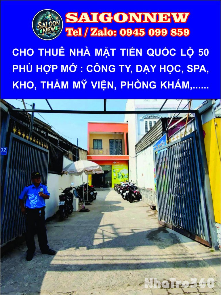 NHÀ MẶT TIỀN QUỐC LỘ 50, BÌNH CHÁNH GIẢM MẠNH GIÁ THUÊ TỪ 30 TRIỆU CHỈ CÒN 20 TRIỆU / THÁNG