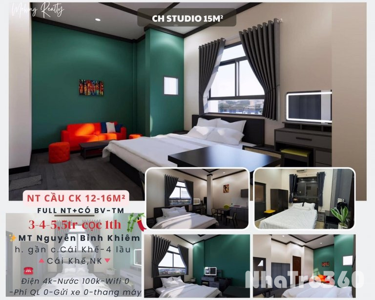 Phòng đơn có bếp full nội thất gần cầu Cái Khế