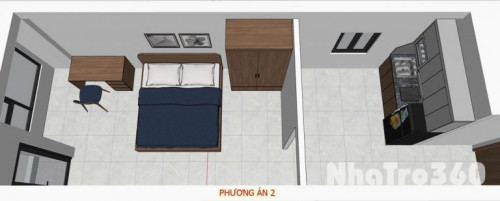 Cho thuê phòng 1 ngủ - 1 khách + bếp có bán công