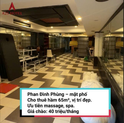 CHO THUÊ MẶT BẰNG HẦM A25 – 19 PHAN ĐÌNH PHÙNG, BA ĐÌNH, HÀ NỘI