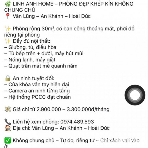 Cho Thuê phòng tại Vân Lũng