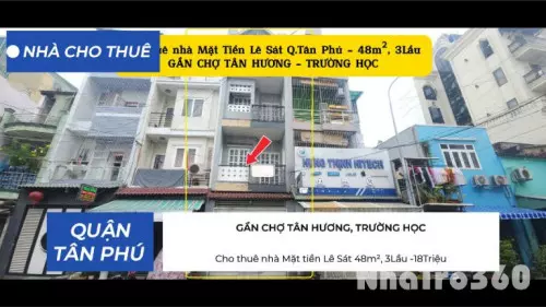 Cho thuê nhà Mặt tiền Lê Sát 48m², 3Lầu -18Triệu - GẦN CHỢ, TRƯỜNG HỌC