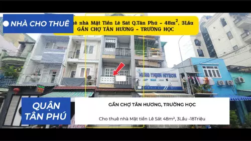 Cho thuê nhà Mặt tiền Lê Sát 48m², 3Lầu -18Triệu - GẦN CHỢ, TRƯỜNG HỌC