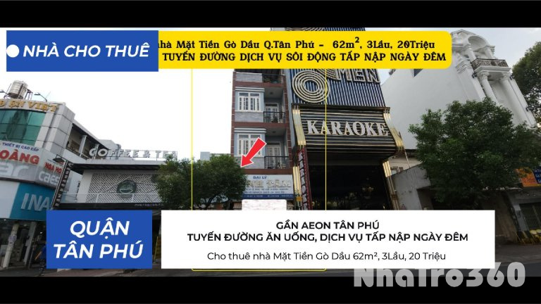 Cho thuê nhà Mặt Tiền Gò Dầu 62m², 3Lầu, 20 Triệu - GẦN AEON