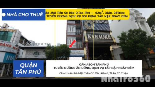 Cho thuê nhà Mặt Tiền Gò Dầu 62m², 3Lầu, 20 Triệu - GẦN AEON