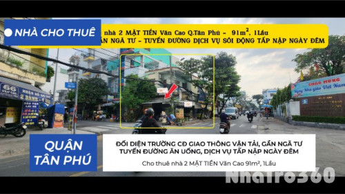 Cho thuê nhà 2 MẶT TIỀN Văn Cao 91m², 1Lầu - ĐỐI DIỆN TRƯỜNG CĐ, GẦN NGÃ TƯ