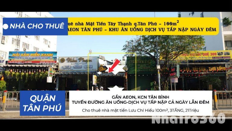 Cho thuê nhà Mặt Tiền Tây Thạnh 108m² - CẠNH AEON - KHU ĂN UỐNG-DỊCH VỤ SẦM UẤT
