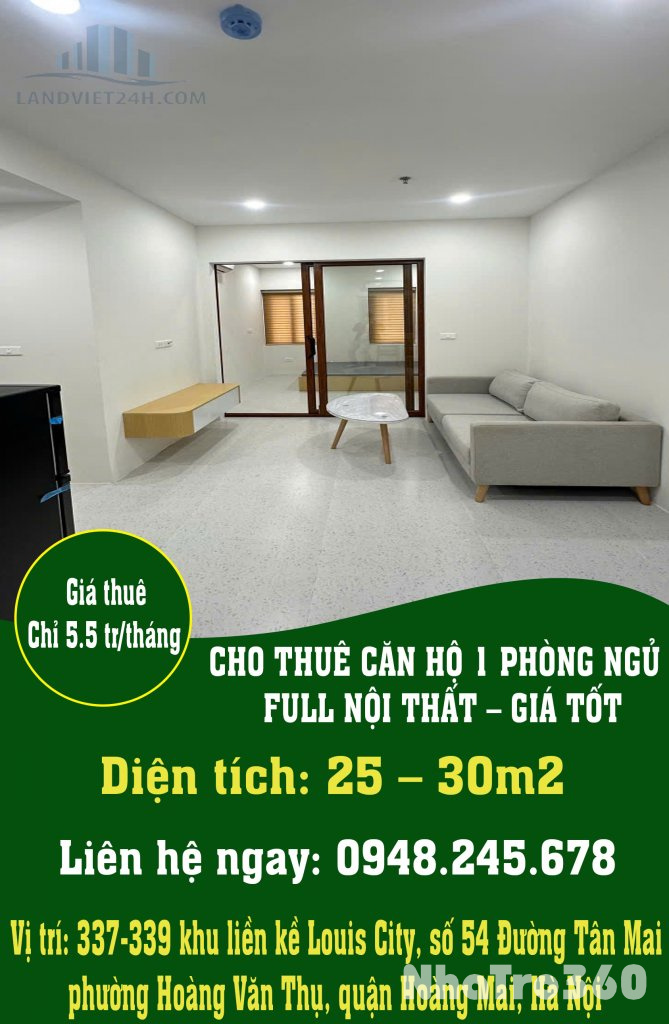 CHO THUÊ CĂN HỘ 1 PHÒNG NGỦ – FULL NỘI THẤT – GIÁ TỐT