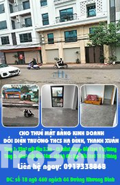 CHO THUÊ MẶT BẰNG KINH DOANH – ĐỐI DIỆN TRƯỜNG THCS HẠ ĐÌNH, THANH XUÂN