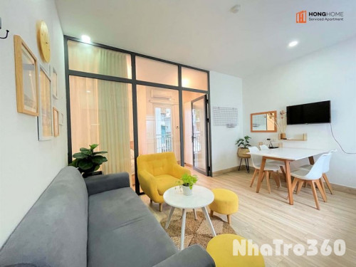 Căn hộ 1PN ban công - nội thất cao cấp - có dịch vụ dọn phòng - khu vực đường Hoàng Sa