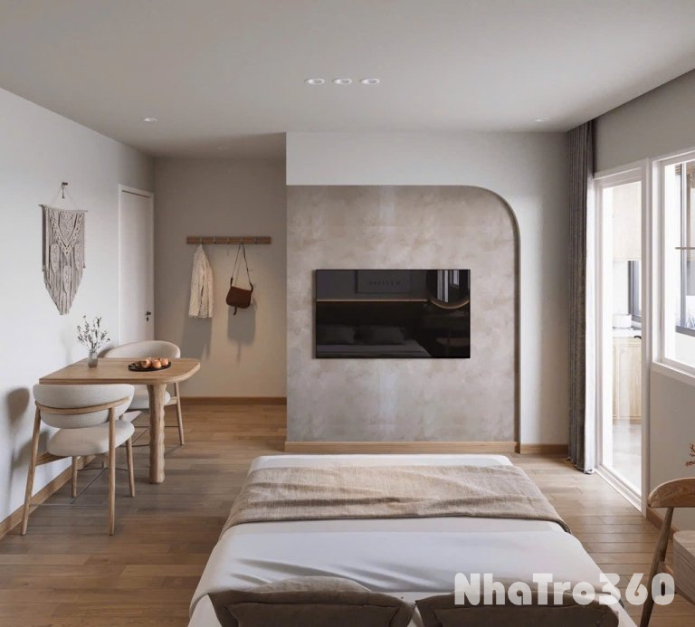 1 phòng ngủ, tách bếp, cửa sổ, ban công