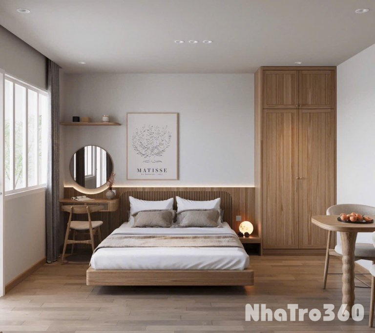 1 phòng ngủ, tách bếp, cửa sổ, ban công