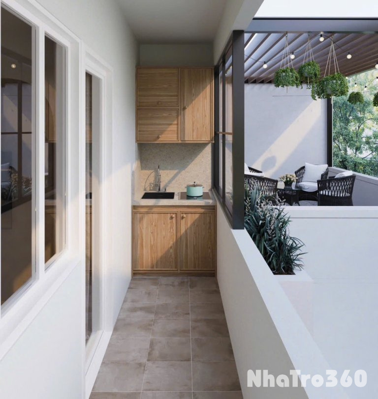 1 phòng ngủ, tách bếp, cửa sổ, ban công