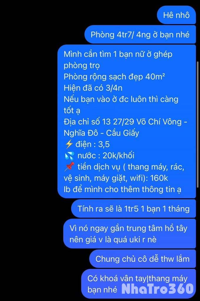 Tìm 1 bạn nữ ở ghép