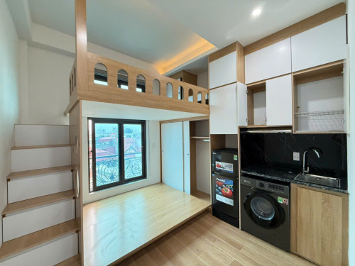 (Cực hiếm)Căn hộ Giường tầng cao cấp 25m2 mới khai trương ngõ 124 Khương Trung - Máy giặt riêng