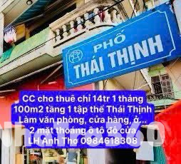 Cho thuê 100m2 tầng 1 nhà tập thể – Ngõ 63 Thái Thịnh, Đống Đa