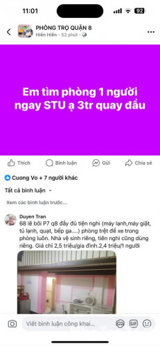 Tìm phòng trọ thông tin như bên dưới