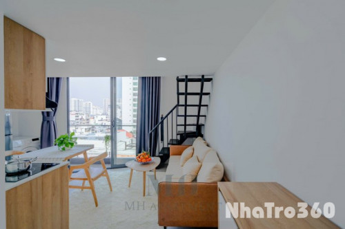 Trung tâm Quận 7 cho thuê Duplex, Stu ban công, cửa sổ, rộng rãi 45m2, nhà thang máy, bảo vệ, hầm xe đầy đủ