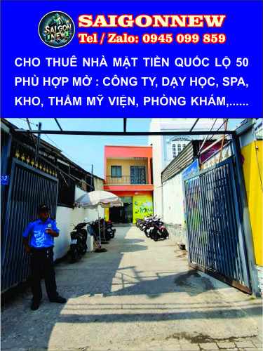 CHO THUÊ NHÀ MẶT TIỀN QUỐC LỘ 50, XÃ BÌNH HƯNG (PHONG PHÚ, BÌNH CHÁNH CŨ)