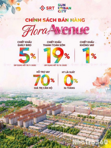 Phần 97: CHÍNH THỨC RA HÀNG FLORA AVENUE
✨ Điểm nổi bật:
🏙️ Vị trí trung tâm, kết nối hạ tầng đồng bộ
🌳 Không gian sống hiện đại, tiện ích đa dạng
📈 Tiềm năng phát triển mạnh mẽ trong tương lai
💰 Giá từ 3x tỷ 
🔑Sun Group - Làm đẹp những vùng đất ❤️
💰 Liên