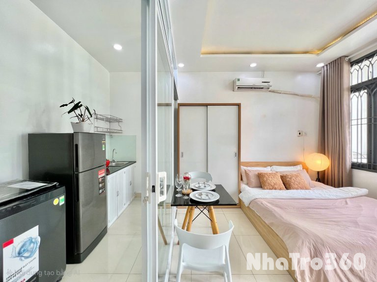 CĂN HỘ BAN CÔNG TÁCH BẾP FULL NỘI THẤT QUẬN 10 GẦN CÔNG VIÊN THỎ TRẮNG