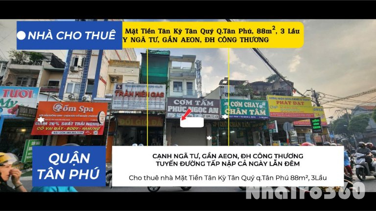 Cho thuê nhà Mặt Tiền Tân Kỳ Tân Quý q.Tân Phú 88m², 3Lầu - CẠNH NGÃ TƯ- 27Triệu