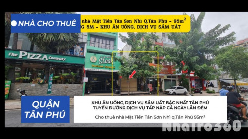 Cho thuê nhà Mặt Tiền Tân Sơn Nhì q.Tân Phú 95m² - NGANG 5M - 22Triệu