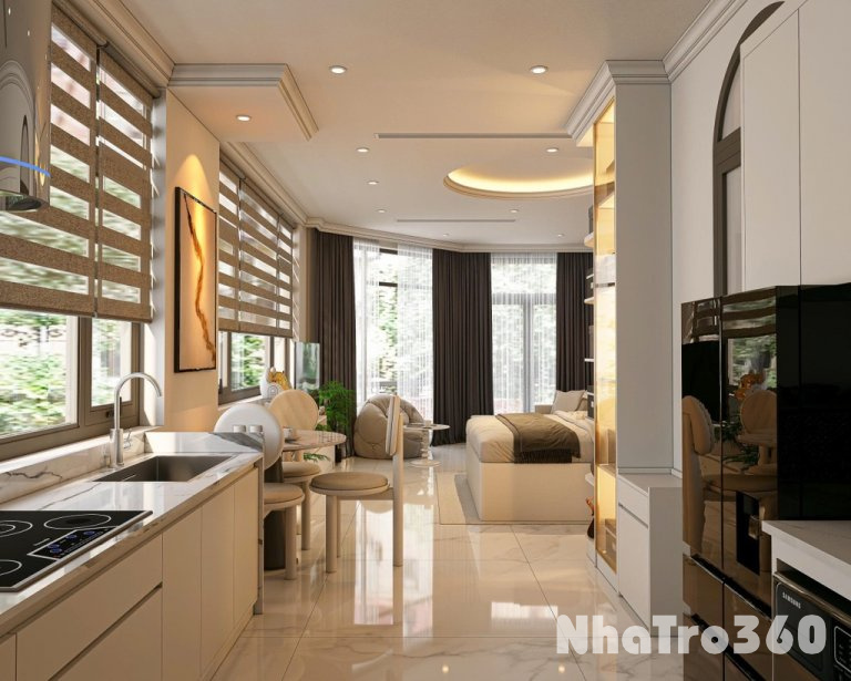 Căn hộ studio cửa sổ lớn gần sân bay quận Tân bình