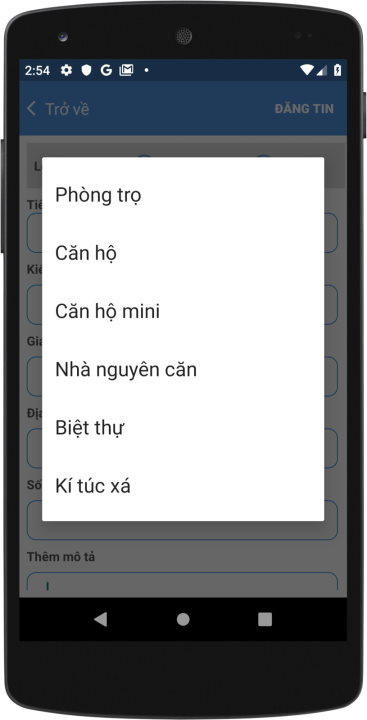 Đăng ký thuê chung cư từ ứng dụng Nhà trọ 360